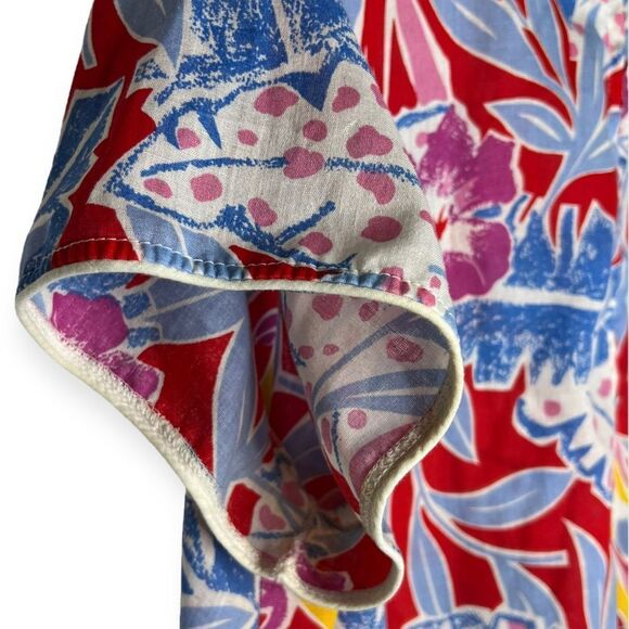 Mrs Roper Party 1960s Tropical Floral Parrot Print Caftan Mumu House Dress Large - Picture 4 of 10